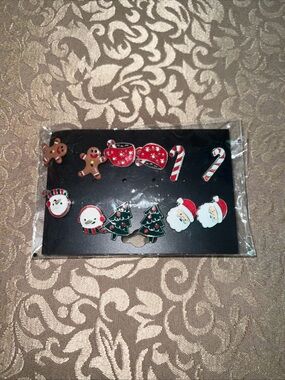 Christmas Post Earrings Gingerbread Santa Candy Canes Snowmen Mug Of Hot Choc